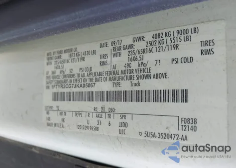 2018 Ford Transit-250 из США, поврежденный, VIN 1FTYR2CG7JKA05067